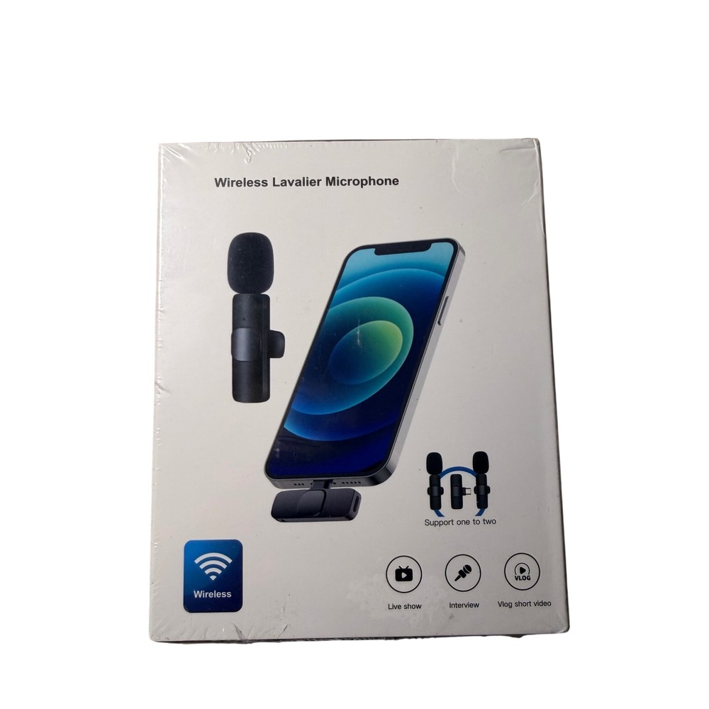 2 Pack Wireless Lavalier Microphone USB‎ C for Android Phone Lapel Mic NEW